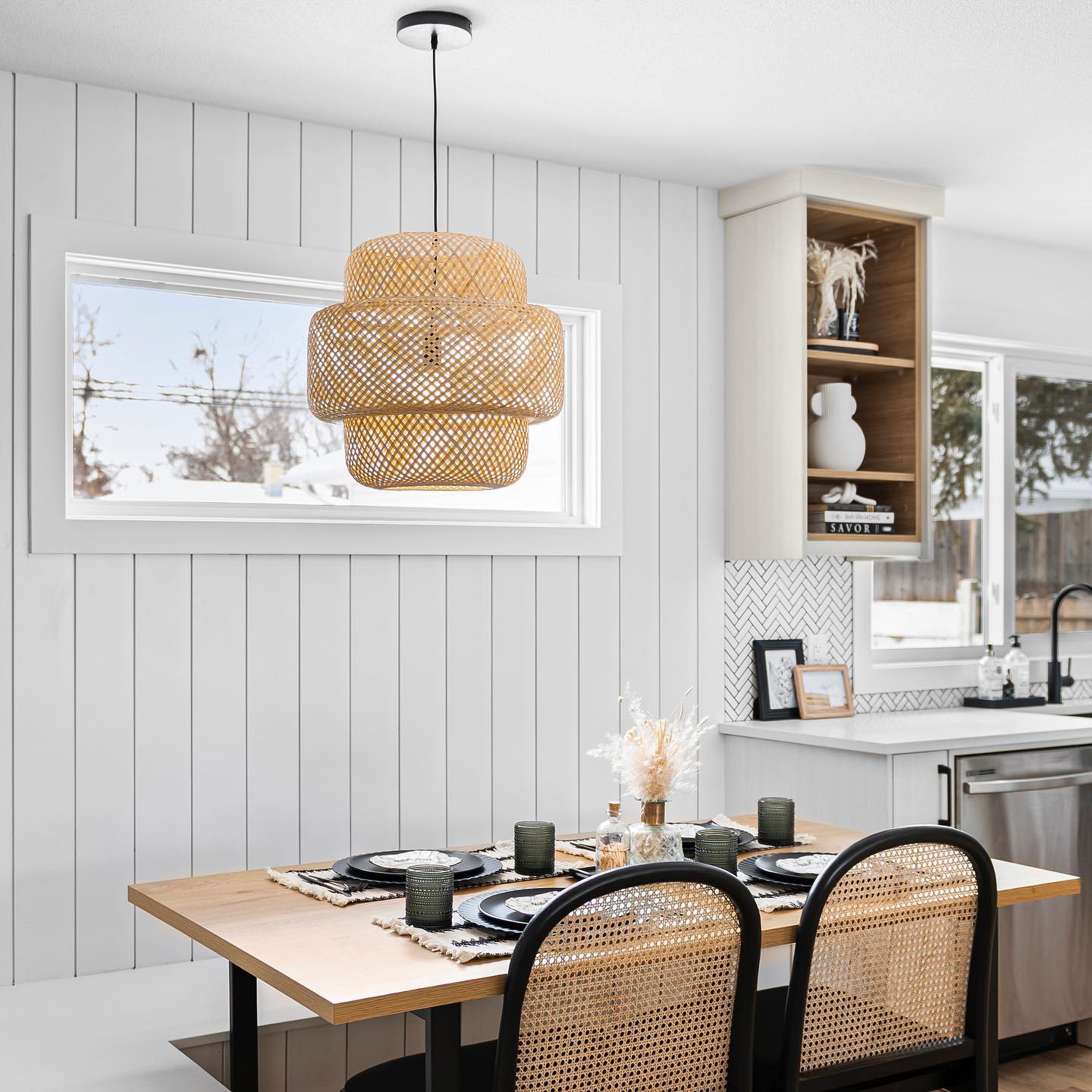 Bright finished dining room in the Van Horne full home transformation